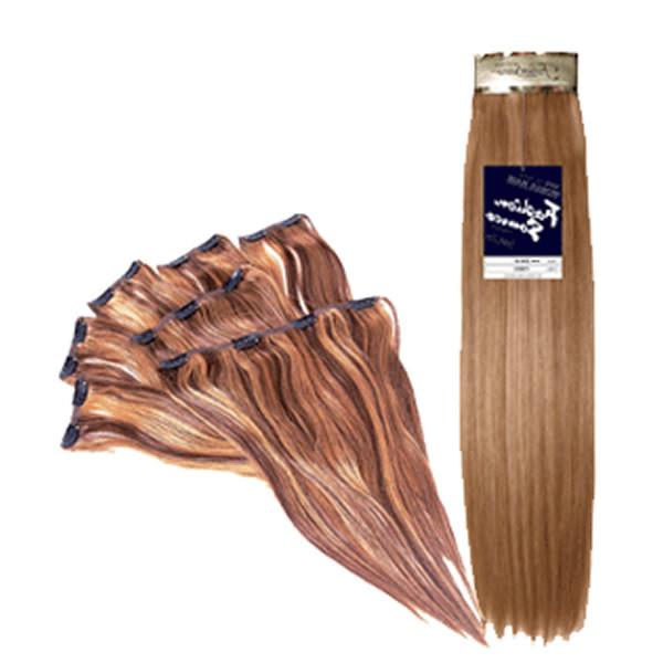 Fashion Source Human Hair 7 pc Straight Clip In Extensions 16 inch